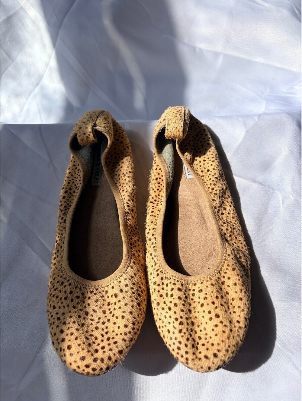 Chelsea & Violet Ruby Cheetah Ballet Flats 8.5 Calf Hair Leopard Print Y2K